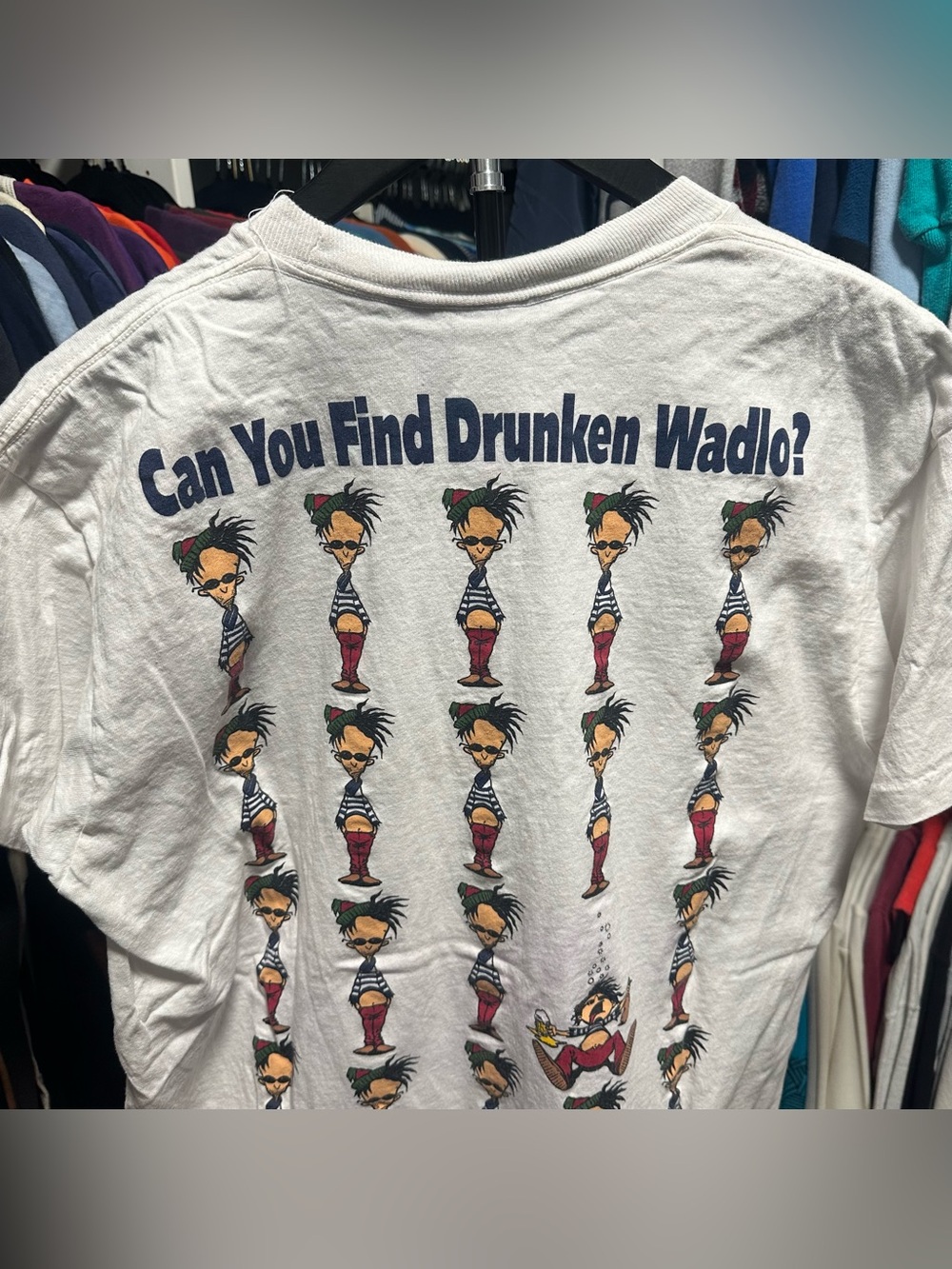 Vintage 90s Anvil Drunken Waldo Humor T-shirt Size Large